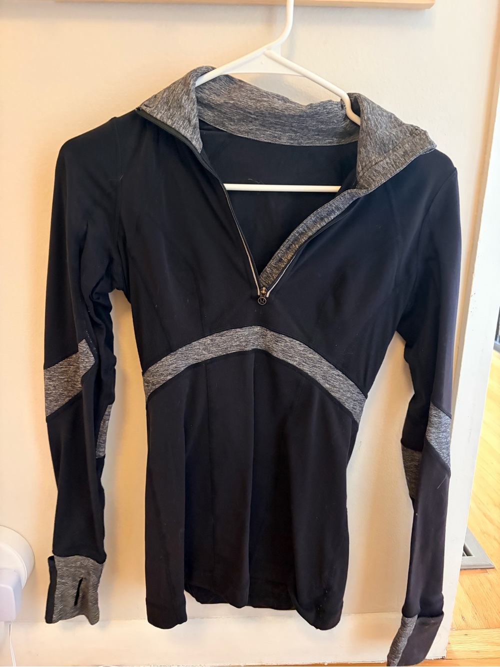 Lululemon Black Athletic Half-Zip Pullover with Heather Gray Trim